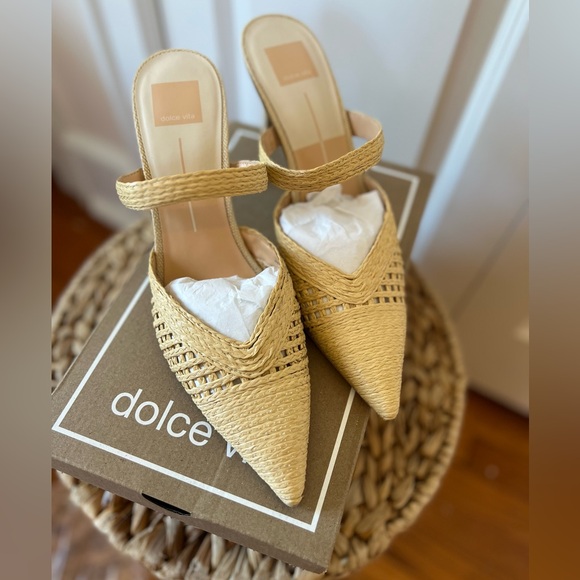 Dolce Vita Ladies Kaline Pointed Toe Raffia High Heel Pumps - Picture 4 of 11